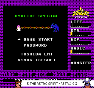 Game screenshot of Hydlide Special