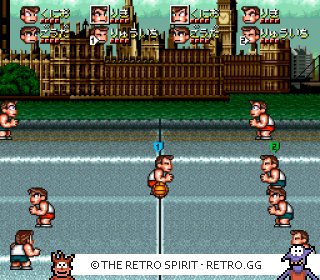 Game screenshot of Kunio-kun no Dodge Ball: Zenin Shuugou! Tournament Special