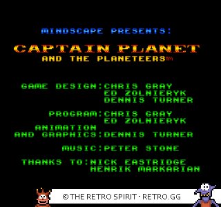 Game screenshot of Captain Planet and the Planeteers